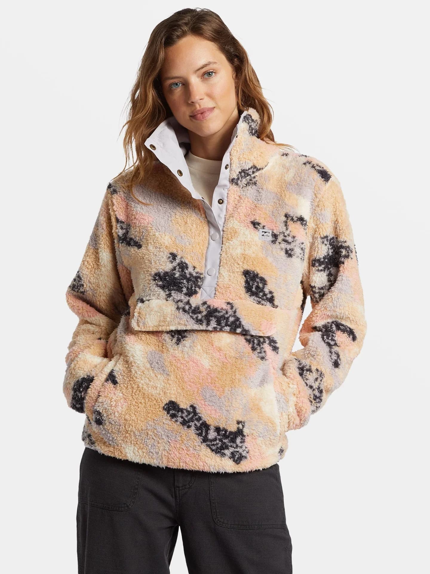 High Collar Teddy Bear Lamb Fur Jacket Kangaroo Pocket Summer Rain Jacket Street Style Loose Fit Long Sleeve Coat
