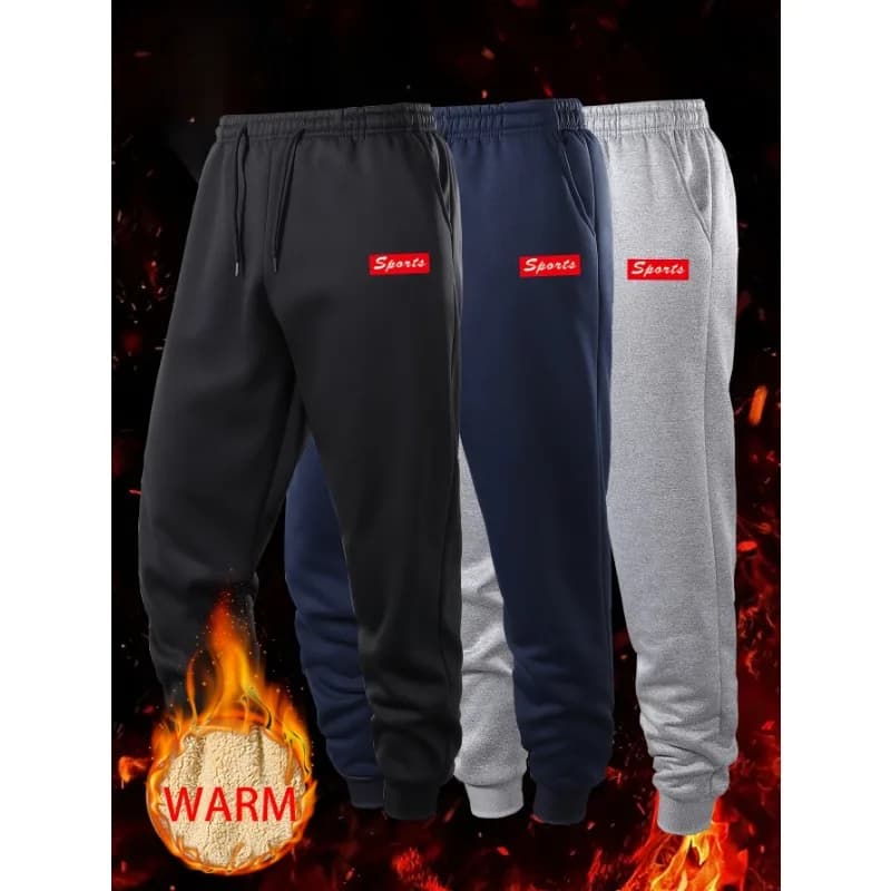 Pantaloni sportivi foderati in pile invernale da uomo Pantaloni termici Sherpa Pantaloni casual da esterno Pantaloni in vita elastica calda ispessita da uomo