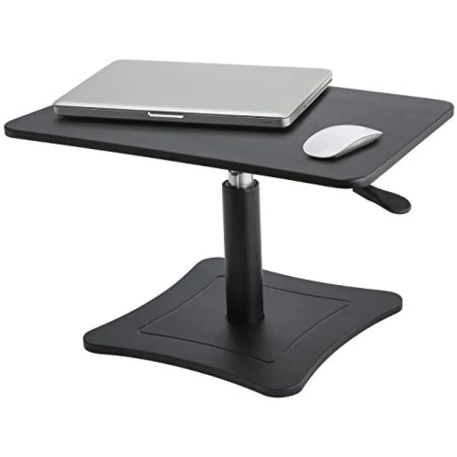 High Rise Laptop Stand - Height Adjustable Workstation with Gas Strut Lift, Durable Wood Surface, 21" x 13" x 12" to 15.75", Bl