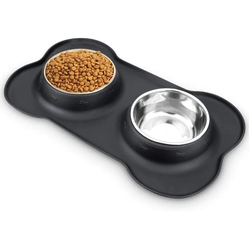 Ciotole per alimenti Ciotole per acqua per cibo per cani da compagnia in acciaio inossidabile Ciotole per alimentazione antiscivolo senza fuoriuscite con ciotola per cani Piatti per cani per cuccioli