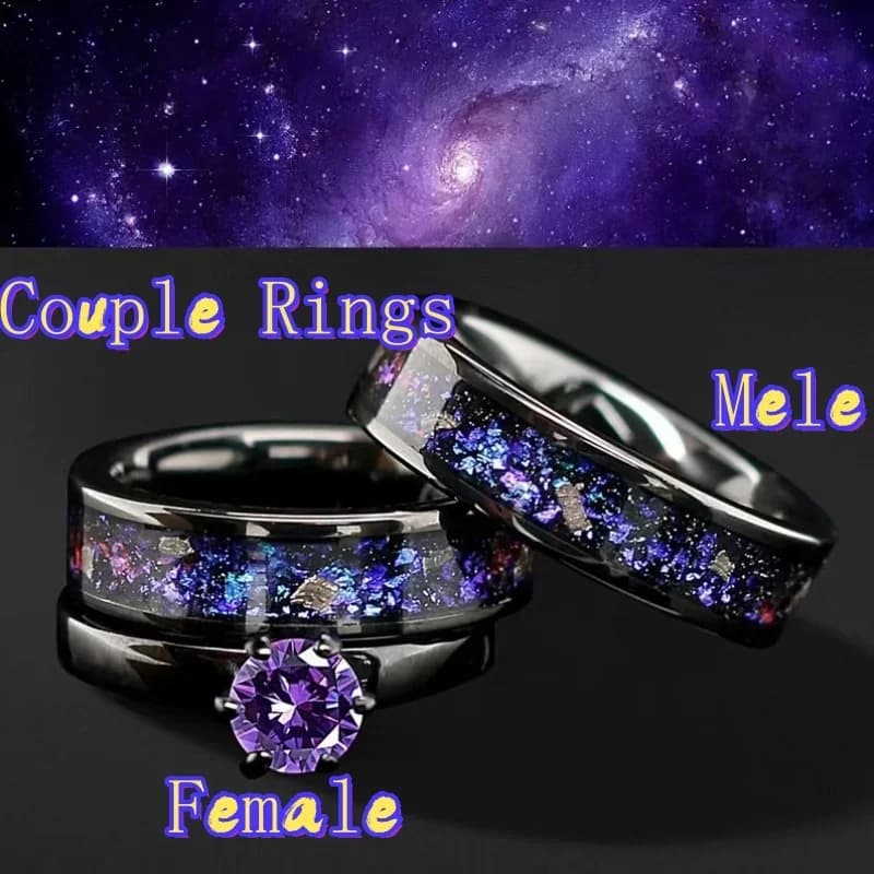 Anelli per coppia in acciaio inossidabile, eleganti ed eleganti, i regali perfetti per i fidanzati e le fidanzate e anche grandi Halloween.
