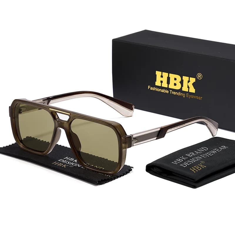 HBK Occhiali da sole punk da uomo alla moda Design piatto a doppio ponte Occhiali da sole da pilota Occhiali da sole versatili per decorazioni per feste da viaggio