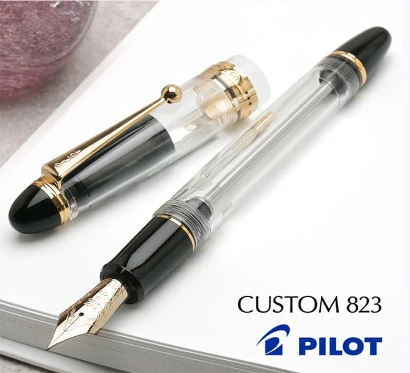 Penna stilografica a pistone originale PILOT Pen CUSTOM 823 Dispositivo di aspirazione rotante 14K Pennino in oro Articoli di cancelleria FKK-3MRP Penna di lusso