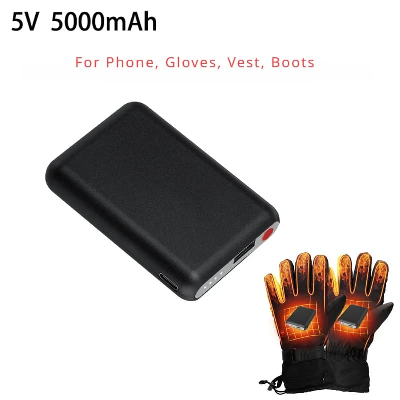 5 V 5000 mAh Battery Power Bank Rechargeable mobile power supply for heating vests, heating socks, outdoor winter batteries