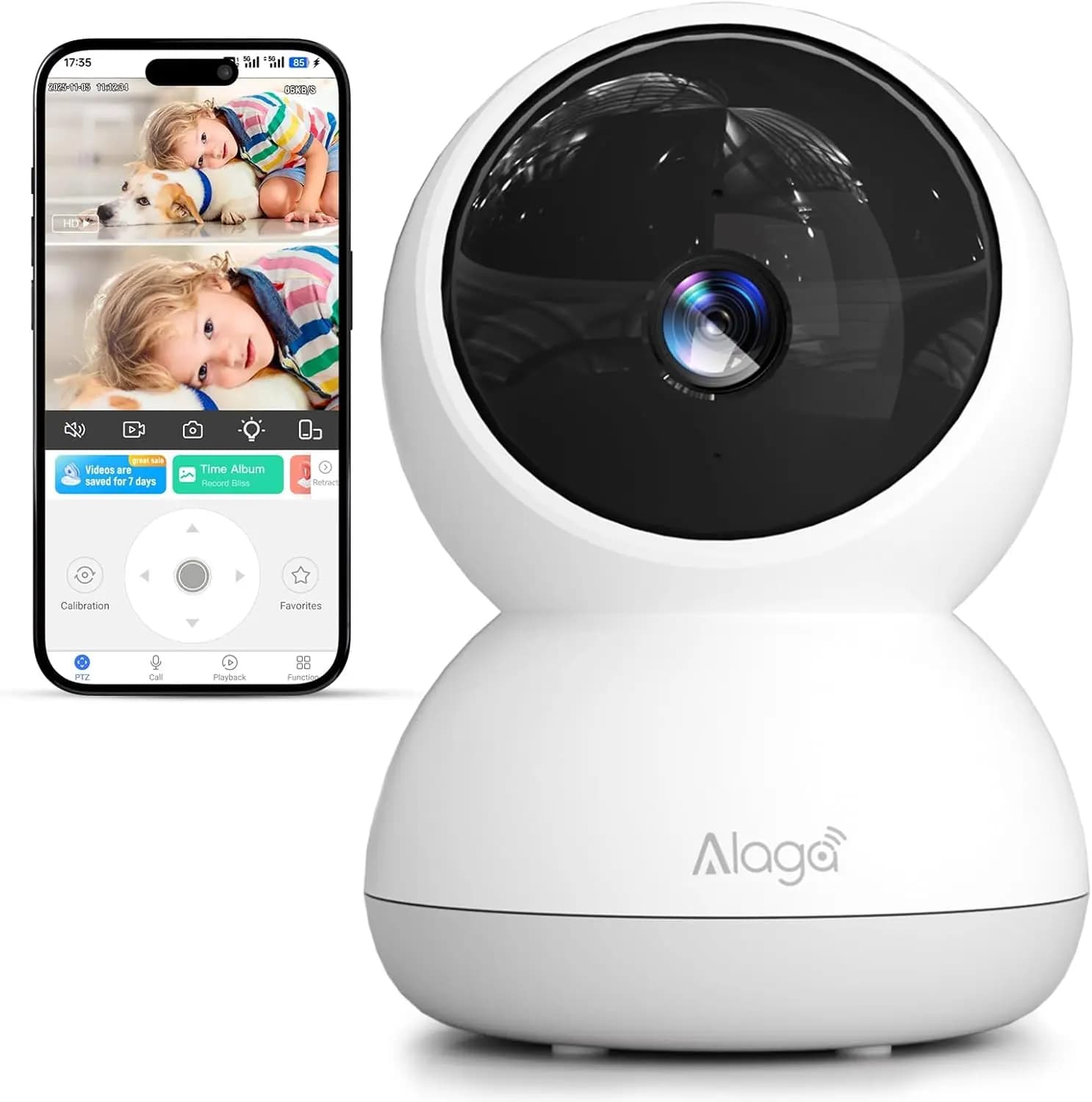 3K HD Internal Security Camera with 360 Degree Vision Night Vision, Two-way Audio, Mermaid, Telephone App and Wi-Fi