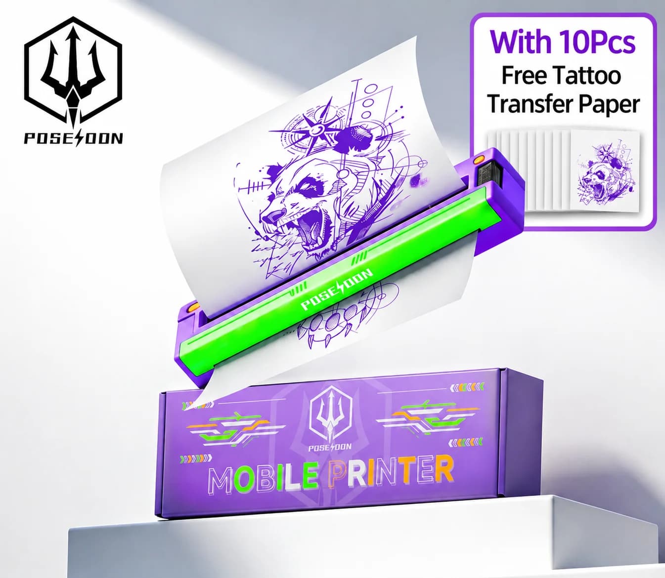POSEIDON Tattoo Transfer Machine With 10Pcs Free Tattoo Transfer Paper TR052 High Quality Tattoo Stencil Printer Transfer Machin