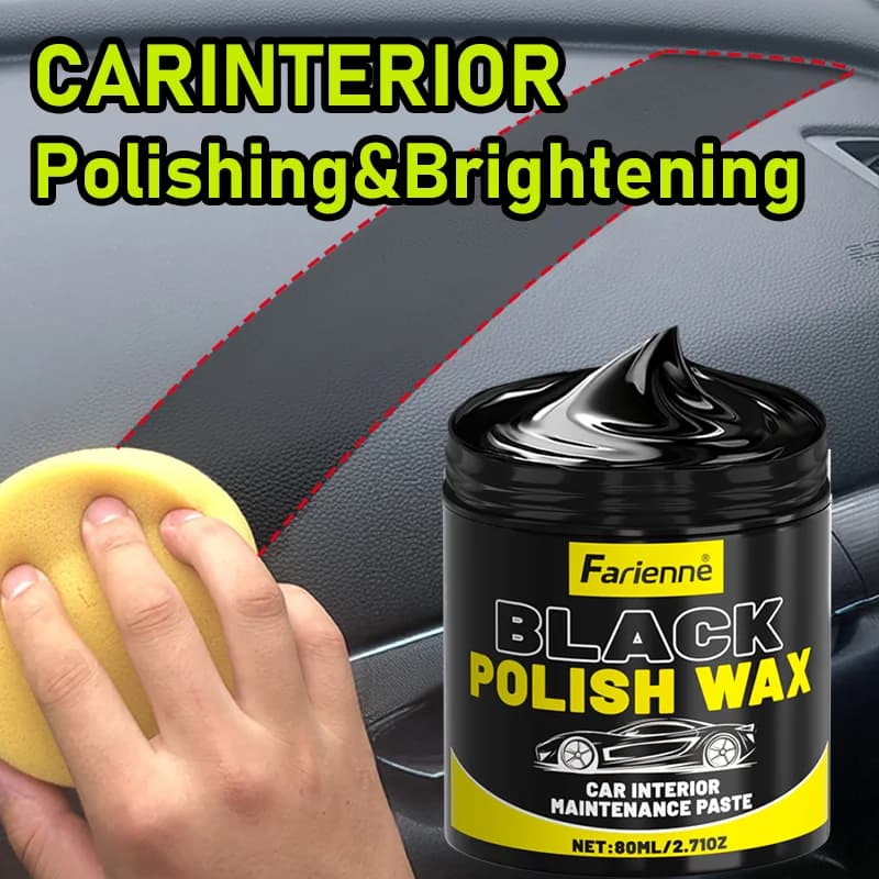 Farienne 80ML Cera Lucidante Nera per Interni Auto, Pasta Abrasiva Lucidante Multiuso per Interni Auto