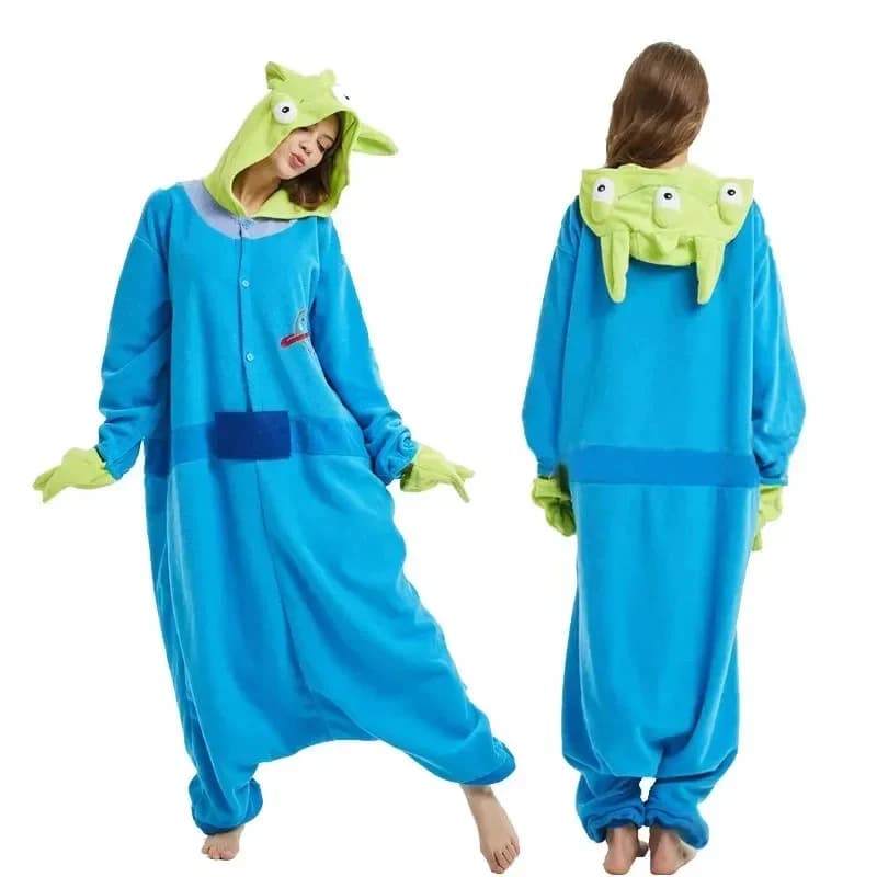 ★Halloween Cosplay Costume Jumpsuit Pajama 3 Eyes Alien Cartoon Onesie Polar Fleece Sleepwear Christmas H 2026 New ♥Look Me ←_←