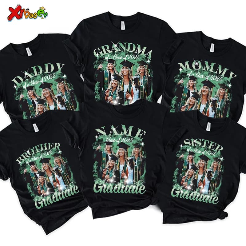 Class of 2025 Shirt Family Graduation Tshirt Grad Bootleg Custom Graduate Photo T-Shirt Personalized Tee Proud Family Shirts