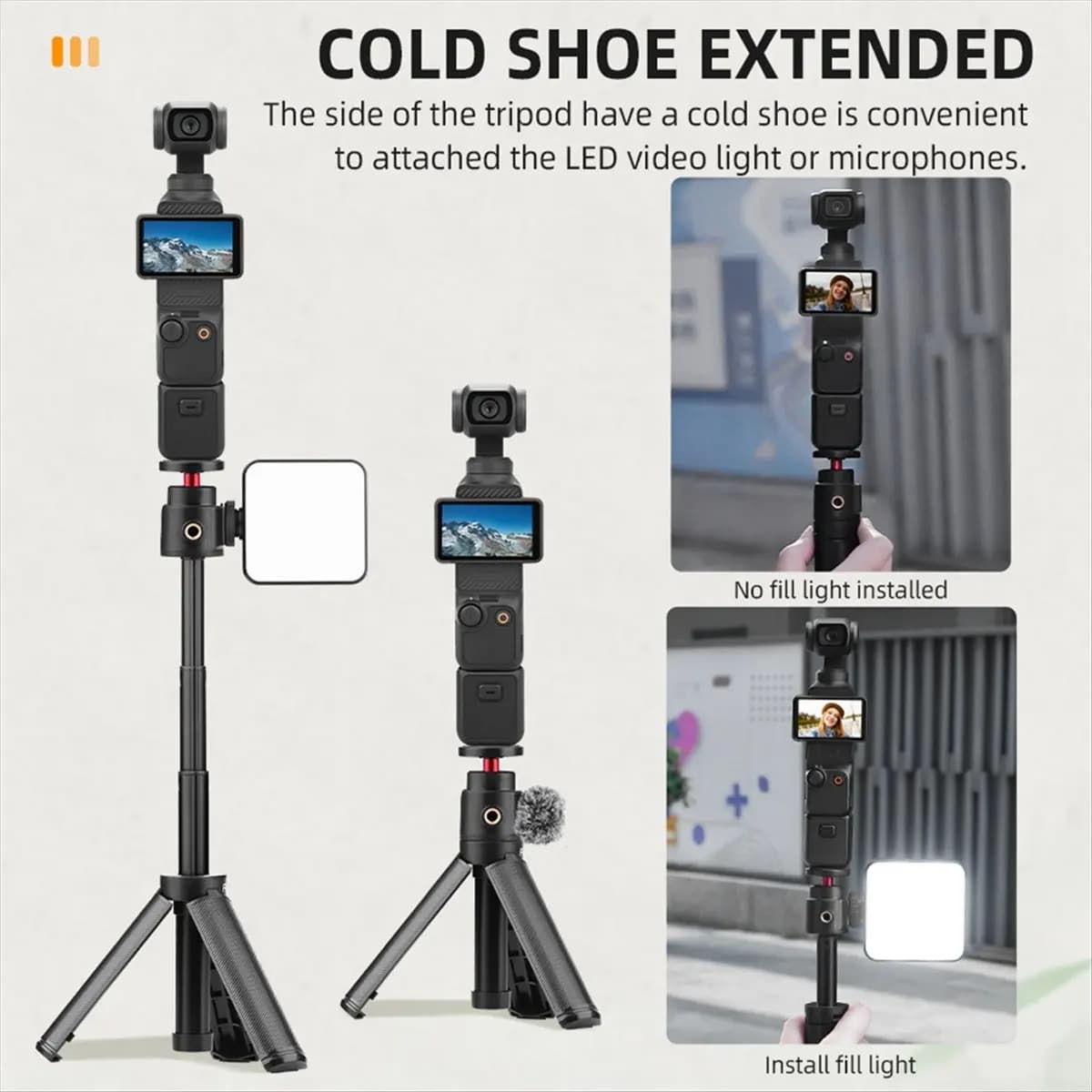 B21B Mini Desktop Selfie Stick Tripod Handheld Camera Phone Portable Retractable Stand for POCKET 3 Action 5pro