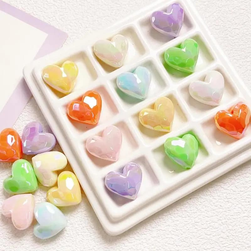 10 pezzi di perline distanziatrici in acrilico a forma di cuore per la creazione di gioielli fai da te, braccialetti, collane, portachiavi, accessori