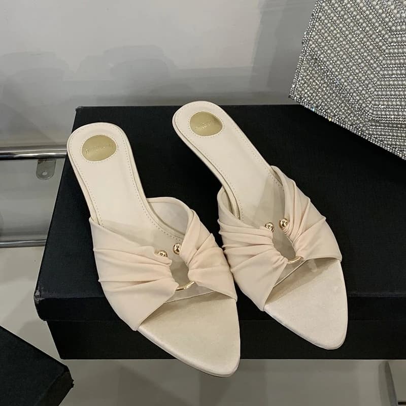 2026 Primavera di Nuovo Modo Aperto Scarpe Da Donna A Punta Sandali di Seta A Punta Banchetto Tacchi Alti Del Partito Scarpe Femminili Zapatos Mujer