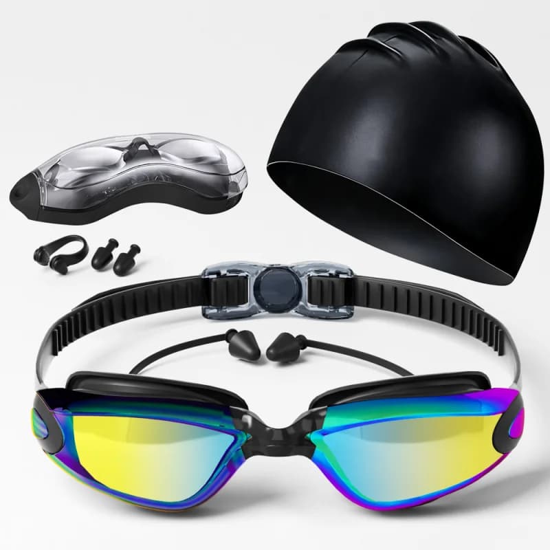 HD Swimwear with Headphones, Waterproof and Anti-fog, Unisex Electroplated Set, Elegant, Professional and UV Protection