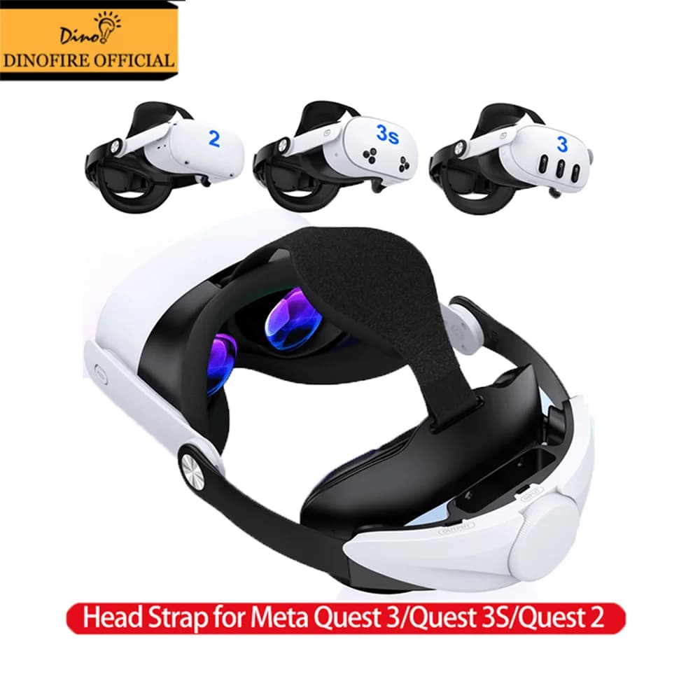 DinoFire per Meta Quest 3/Quest 2/Quest 3S Sostituzione accessorio cinturino Elite regolabile per cuffie VR