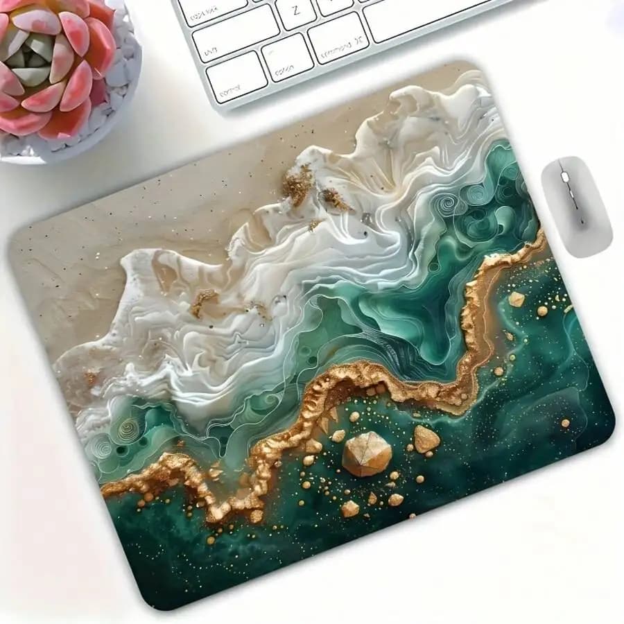 Gilded Marble Print Non-Slip Rubber Gaming Mouse Pad Smooth Surface Office Desk Accessory