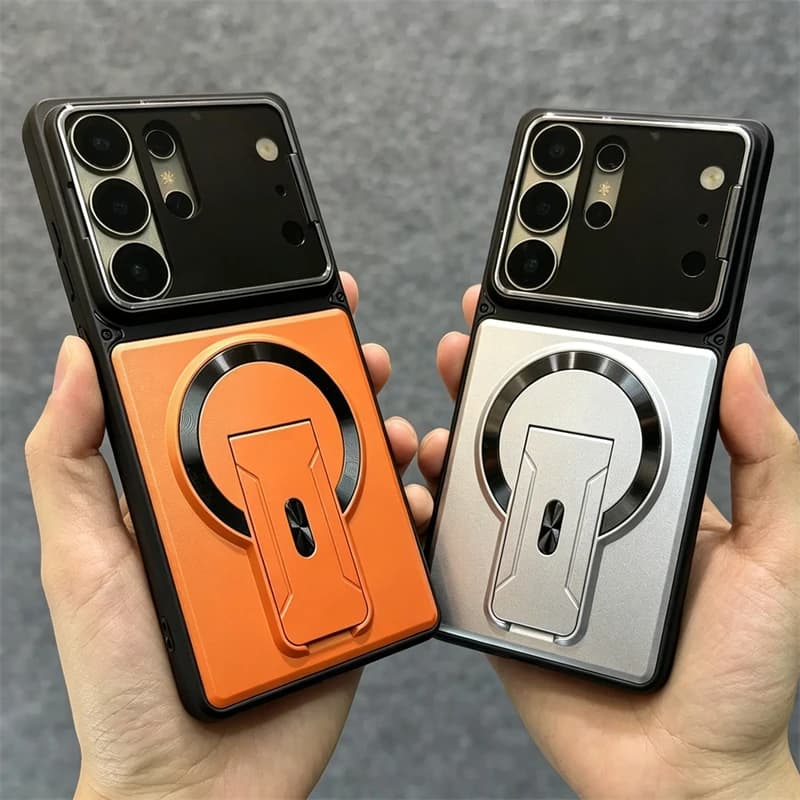 Custodia Magnetica Pieghevole di Lusso con Protezione Lente per Samsung Galaxy S25 FE S24 S23 S26 Ultra Plus A57 A37 A17 A07 A36