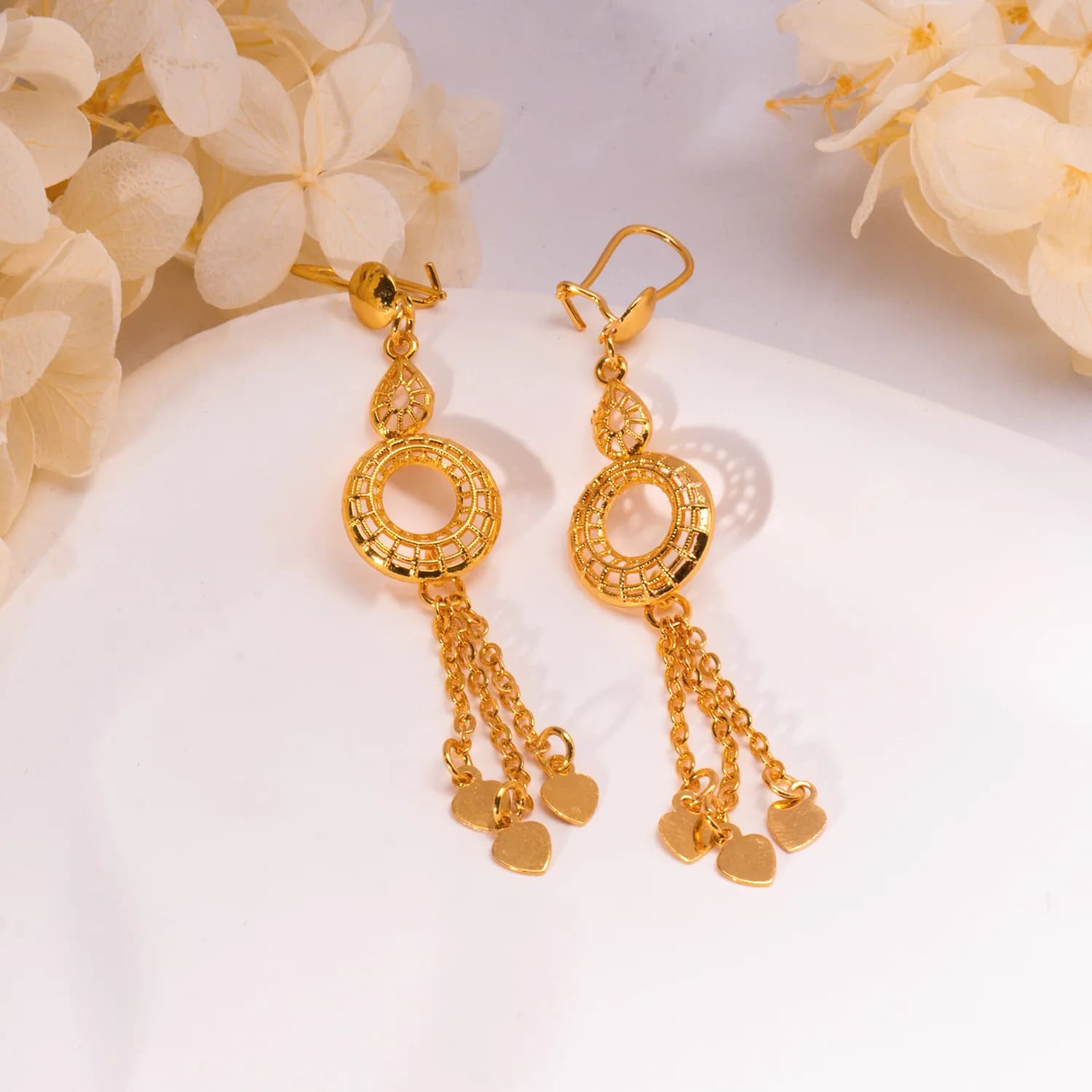 Ethnic earrings in sand gold, high-end niche earrings, women's earrings with imitation gold fringes that do not fade long term, cross-border j