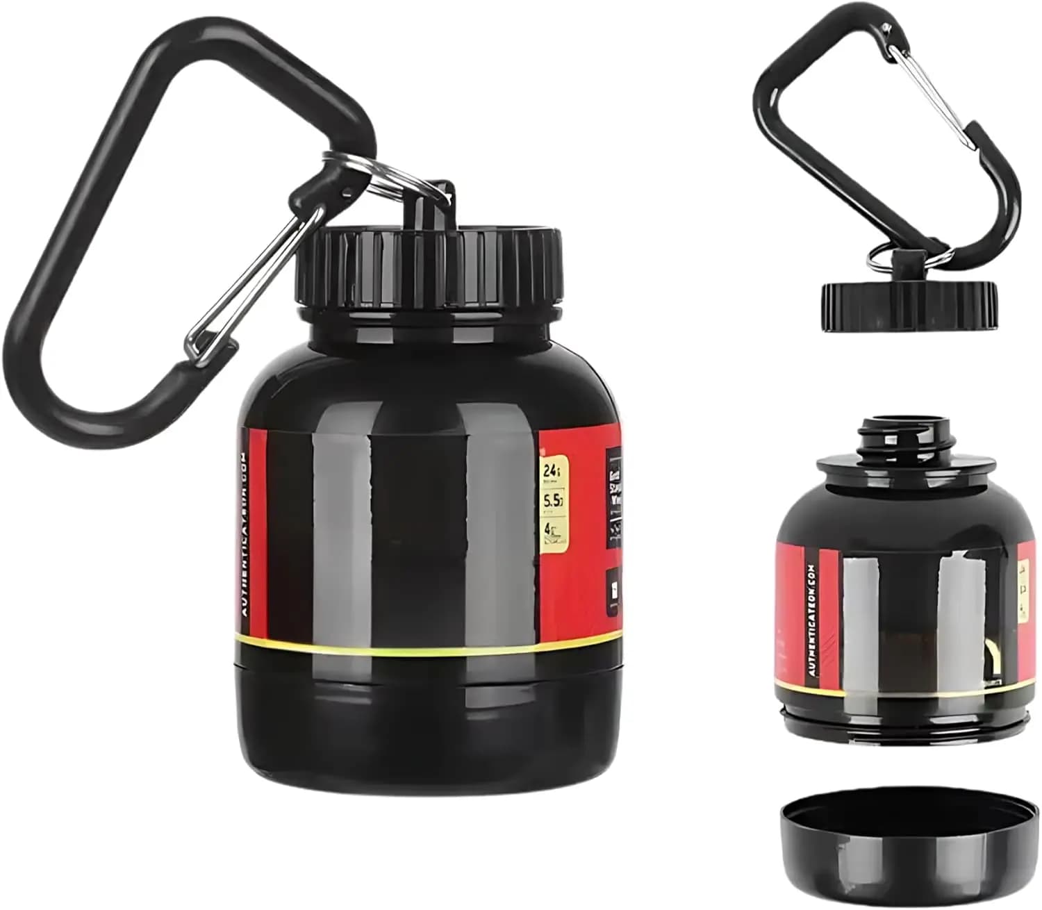 100ml Portable Protein Powder Supplement Container Lightweight Leakproof Protein Powder Storage Bottle with Keychain