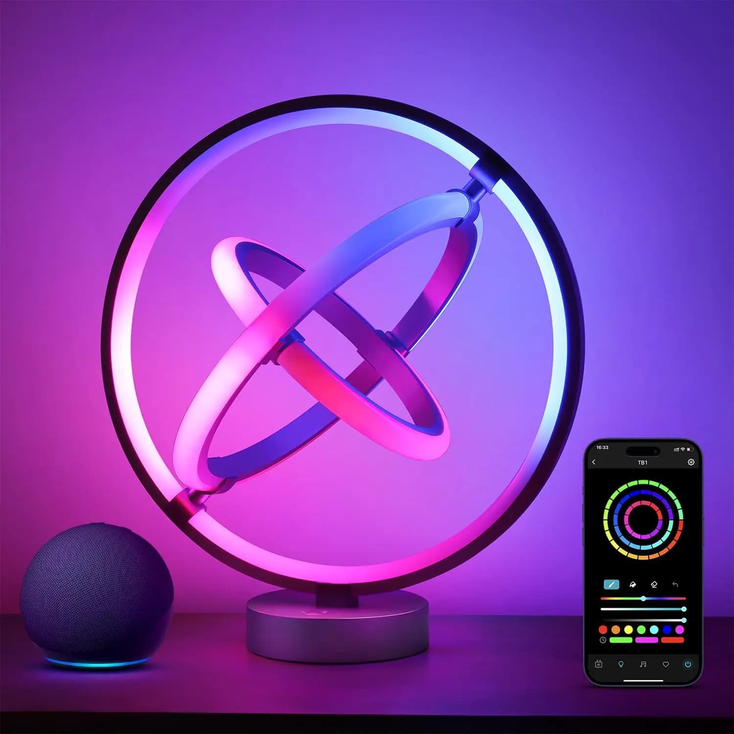 Lampada da tavolo LED RGB intelligente con sincronizzazione musicale, controllo vocale tramite Alexa/Google, personalizzazione dell'app per l'arredamento della stanza