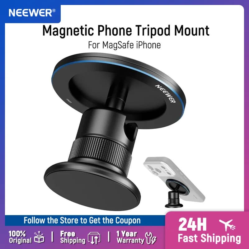 NEEWER Supporto per treppiede magnetico per telefono 360 ° Supporto adattatore per testa a sfera per supporto per telefono per carrello da golf MagSafe iPhone Gym