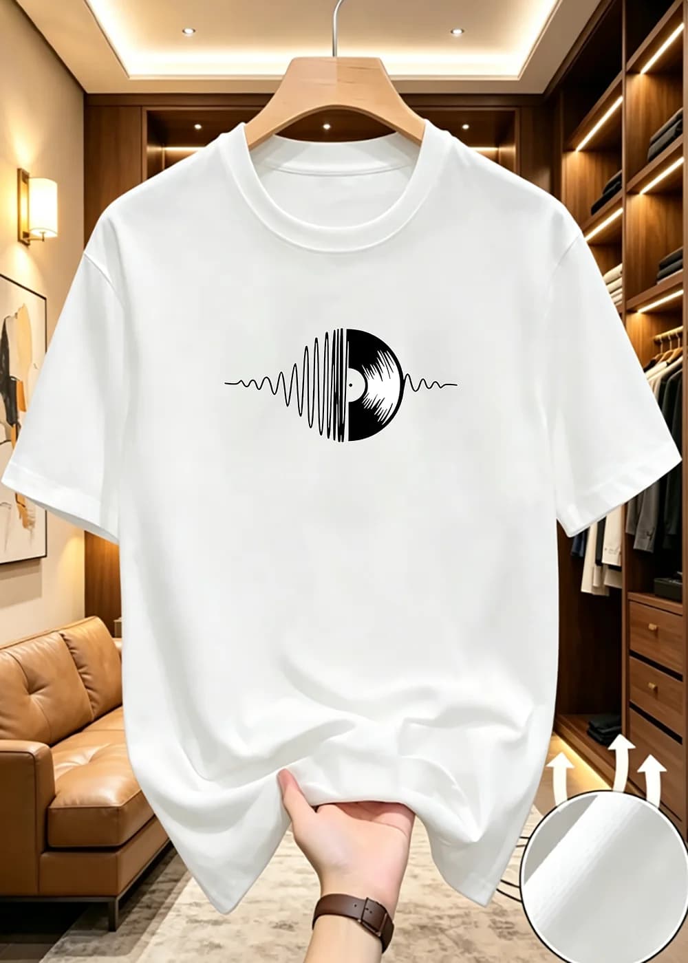 T-shirt da corsa girocollo da uomo, primaverile ed estivo, sottile, con stampa giradischi, ad asciugatura rapida, a maniche corte, traspirante, per fitness e sport