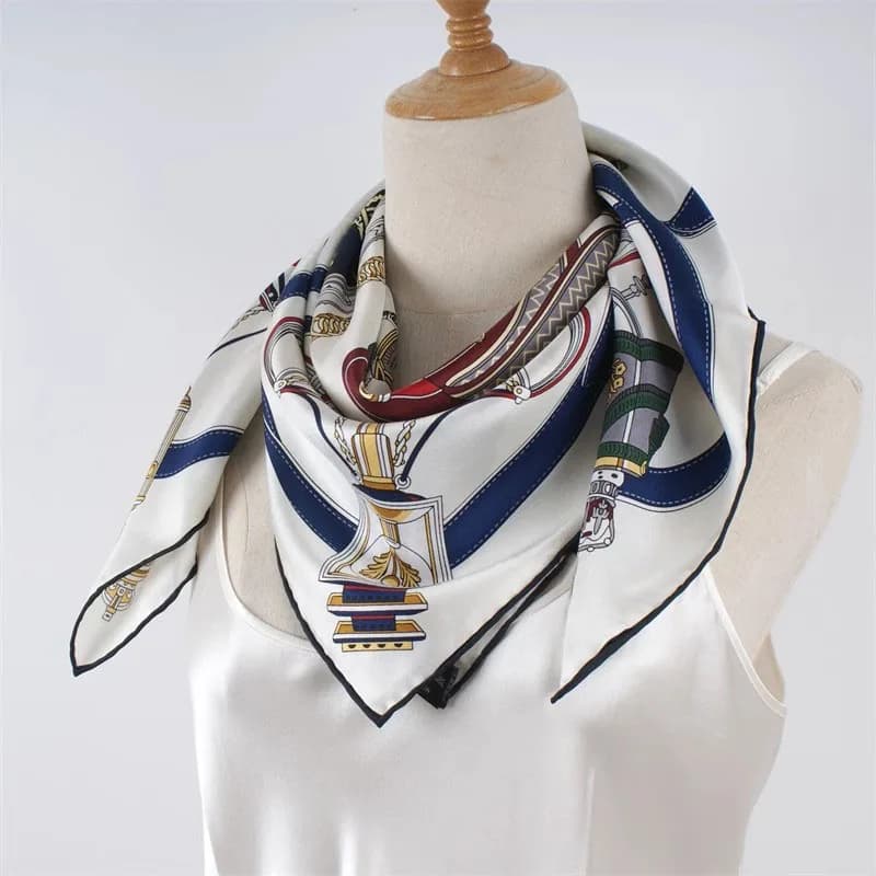 Sciarpa in vera seta al 100% Fazzoletto da collo Sciarpa Bandana in seta quadrata stampata alla moda 35 "x 35"
