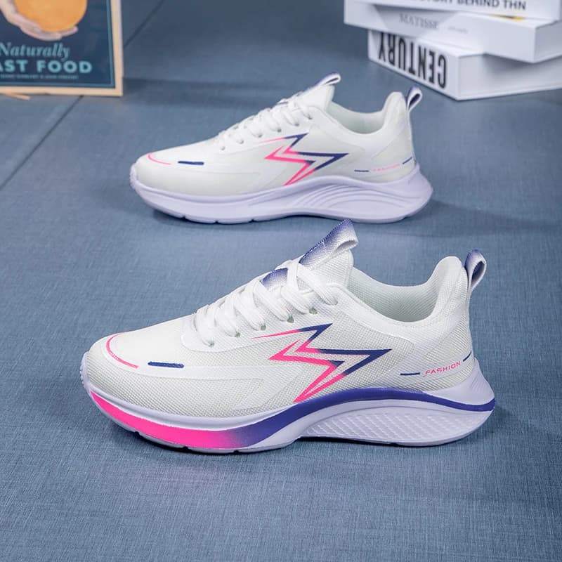 Scarpe da corsa da donna Scarpe casual antiscivolo con suola spessa Scarpe sportive da donna morbide con lacci leggere e traspiranti da donna