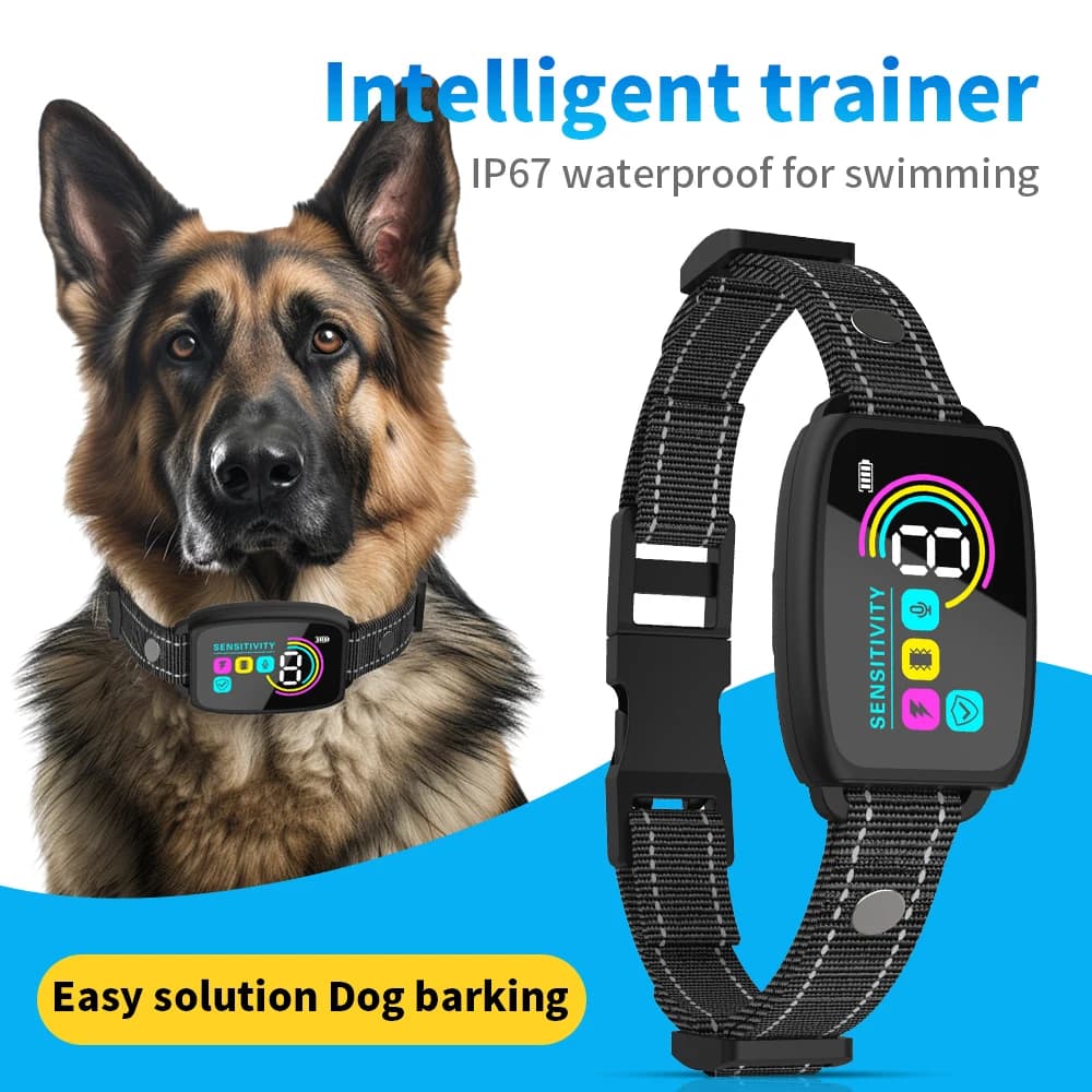 Collare da addestramento automatico per cani Collare da addestramento ad ultrasuoni per cani da compagnia Antiabbaio Smettere di abbaiare Vibrazioni Antiabbaio Collare impermeabile Dispositivi Tipo-C