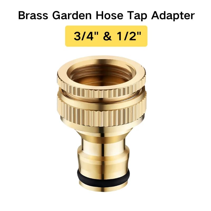 Adattatore per rubinetto per tubo da giardino in ottone Rubinetto filettato da 3/4" e 1/2" Connettore rapido Raccordo per tubo dell'acqua per irrigazione, autolavaggio, uso domestico