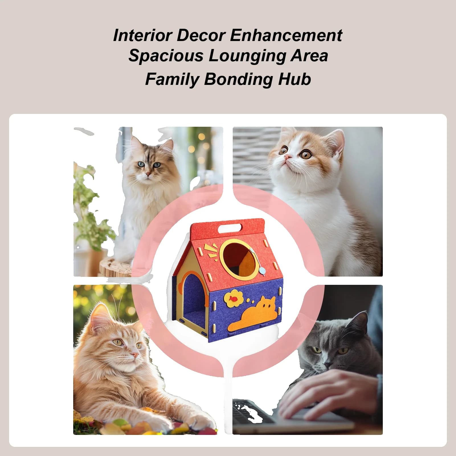 Letto per grotta per gatti Letto per animali chiuso Multi-foro Nido per grotta per animali domestici per gatti Cani Gattini Cuccioli Camera da letto per interni Soggiorno invernale