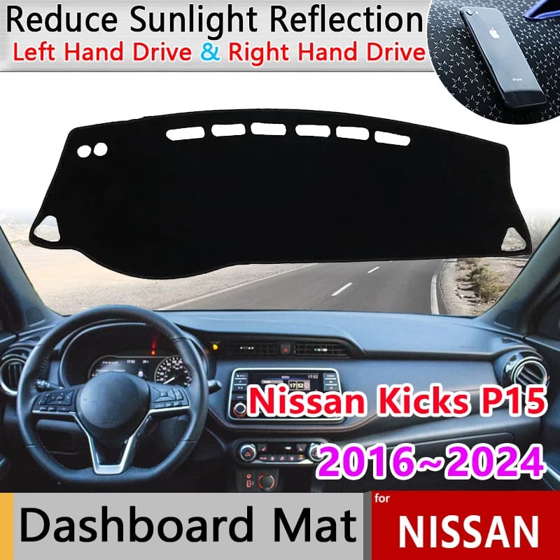 Car Dashboard Cover Pad for Nissan Kicks P15 2016~2022 2023 2024 Anti-Slip Mat Sunshade Dashmat Carpet Rug Cushion Accessories