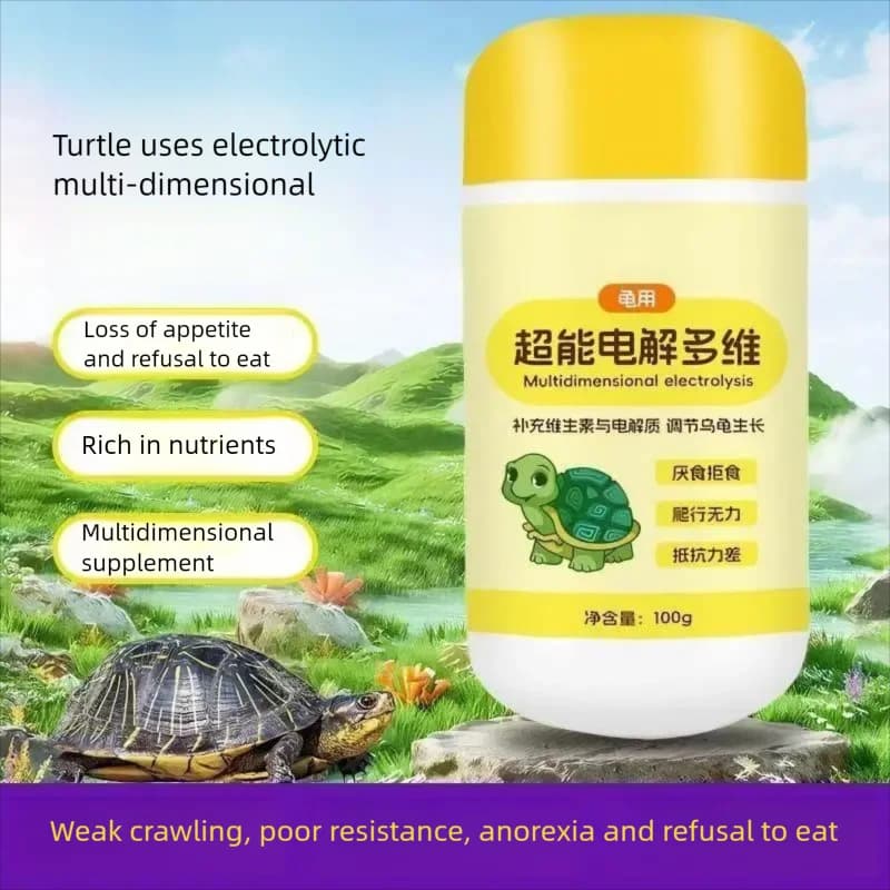 Turtle specific electrolytic multidimensional supplementation of vitamins, trace elements, stress resistance, growth promotion,