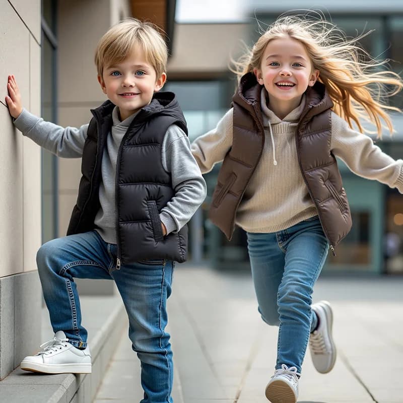 2025 Autunno Inverno Nuove Ragazze Dei Ragazzi Gilet di Colore Solido Impermeabile di Spessore Tenere Al Caldo Giacca Con Cerniera Per 4-14Y Bambini Cotone Imbottiture gilet
