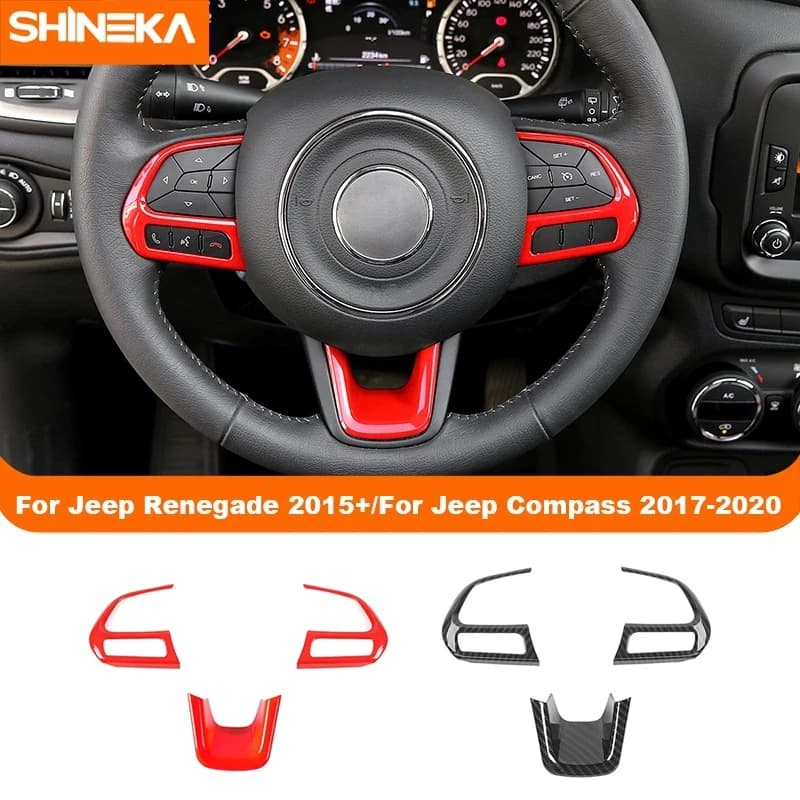 SHINEKA ABS Decorazione del Volante Dell'automobile Della Copertura Trim Per Jeep Compass 2017-2020 Per Jeep Renegade 2015 Up Accessori Interni