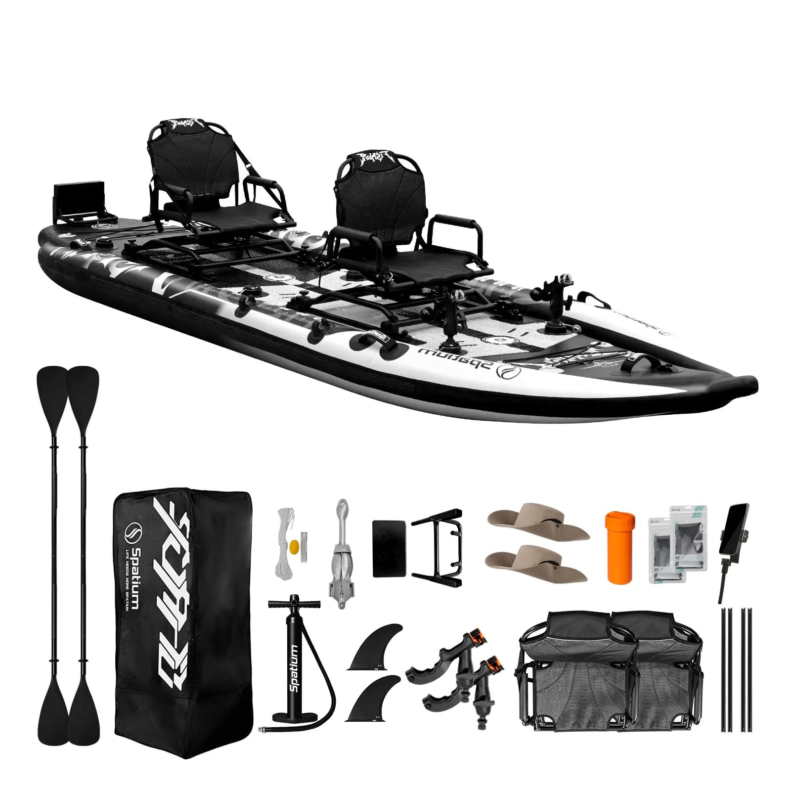 Tavola da Paddle Gonfiabile per 2 Persone, Bici d'Acqua Gonfiabile, Kayak a Pedali con Accessori per la Pesca