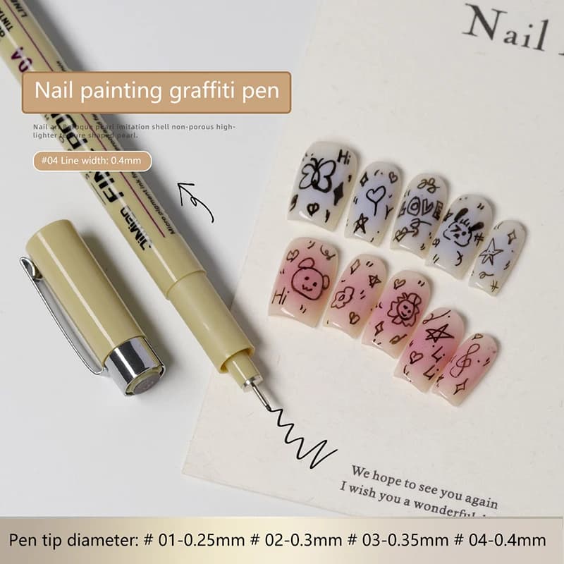 Nail Art Graffiti Line Pen Gel Pittura Penna per disegno a filo impermeabile Dettaglio Schizzo Penna Strumenti per la progettazione delle unghie