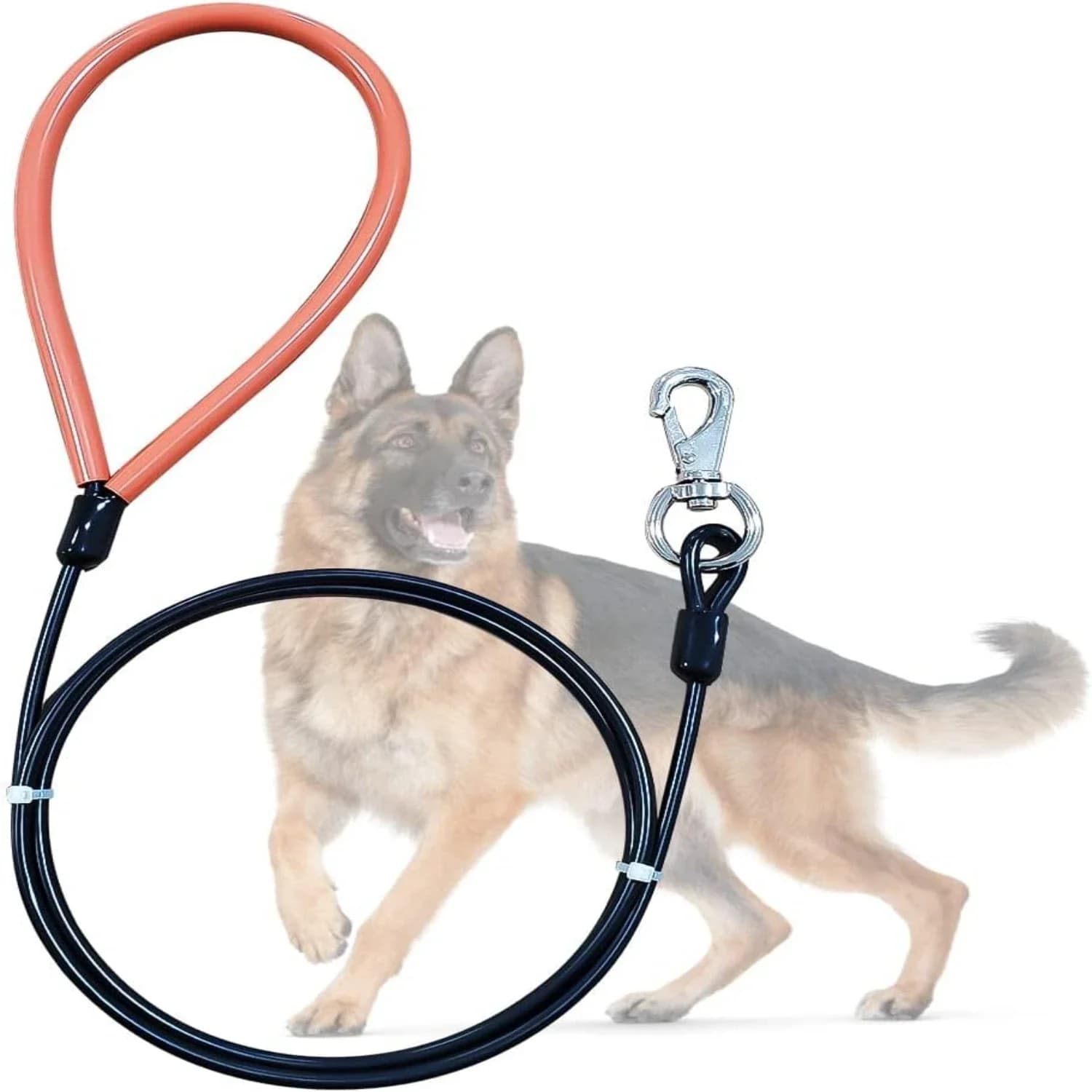Guinzaglio per cani con fune metallica imbottita in gel flessibile resistente, resistente e extra resistente per cani di taglia grande e media - Perfetto per l'avvento all'aperto