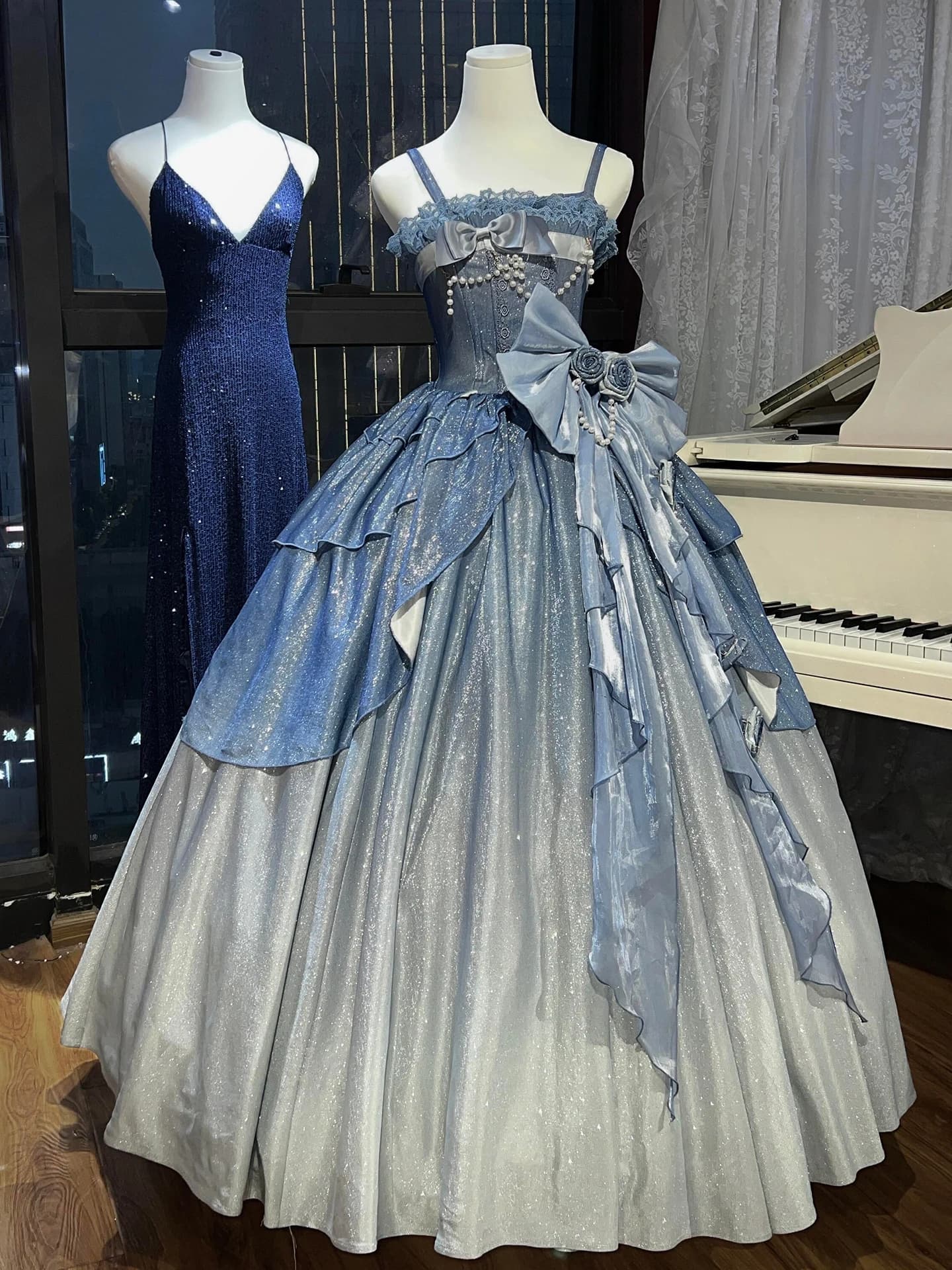 Elegant Princess Style Long Evening Gown for Women Adult Ceremony Art Exam Student Party Graduation Ball Gown with Belt