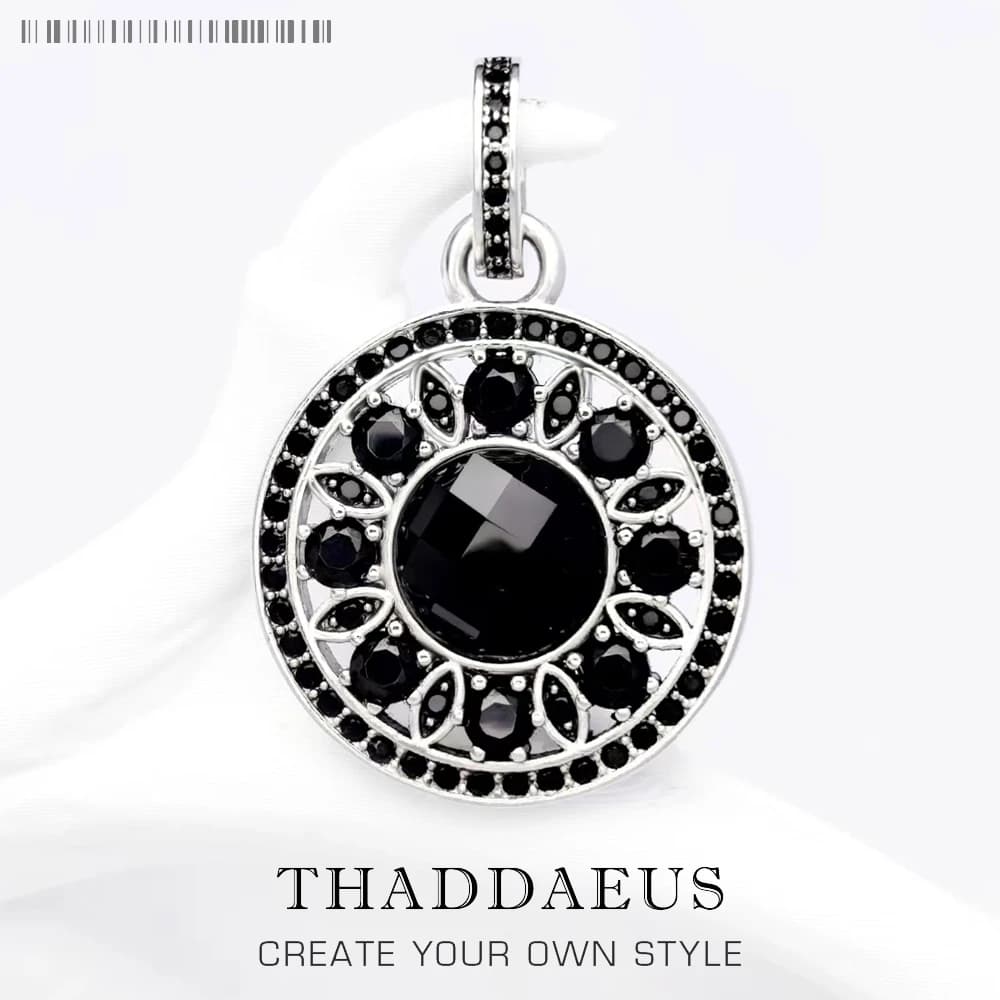 Ciondolo ornamento nero nuovissimo glam gioielli in argento sterling 925 stile europeo accessorio moda regalo per l'anima donna