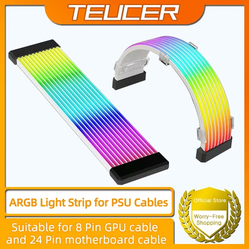 Striscia luminosa RGB per PC adatta per alimentatore per computer Cavi e custodia per scheda video GPU ATX 24PIN per 6 pin 8 pin 12 pin 16 pin 24 pin