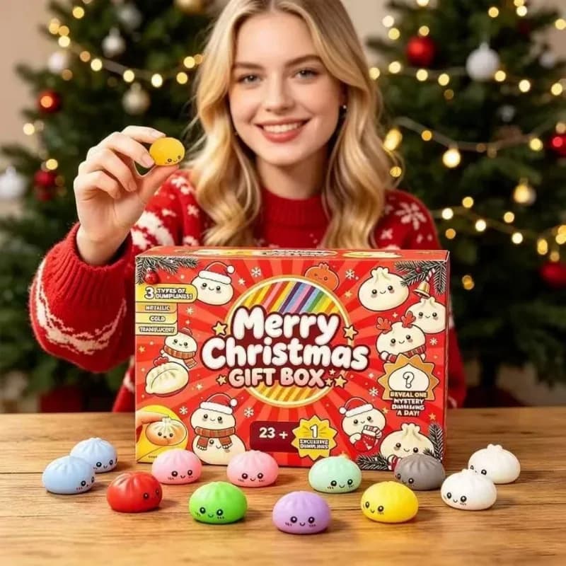 24‑Days Christmas Dumpling Advent Calendar Gift Set, Holiday Countdown Ornaments, Desktop Decor, Festive Party Favor Gifts