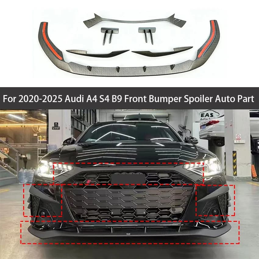 For 2020 2021 2022 2023 2024 2025 Audi A4 S4 B9 TDI Sedan Front Bumper Lip Splitter Spoiler Diffuser Body Kit Cover Auto Part
