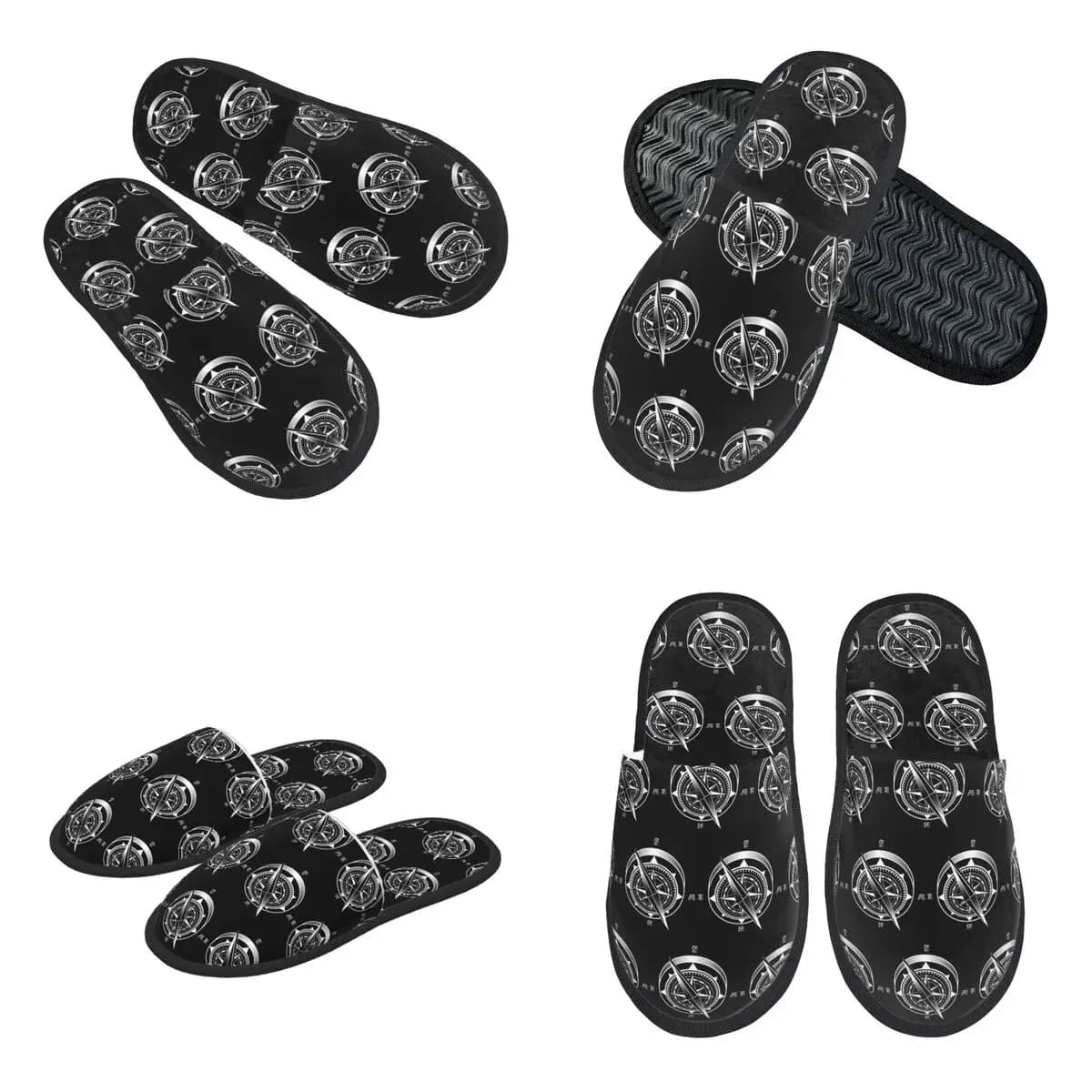 Custom Nautical Compass Captain Anchor Boat Slippers Memory Foam Warm Soft Women House Slipper Indoor Comfy Shoes