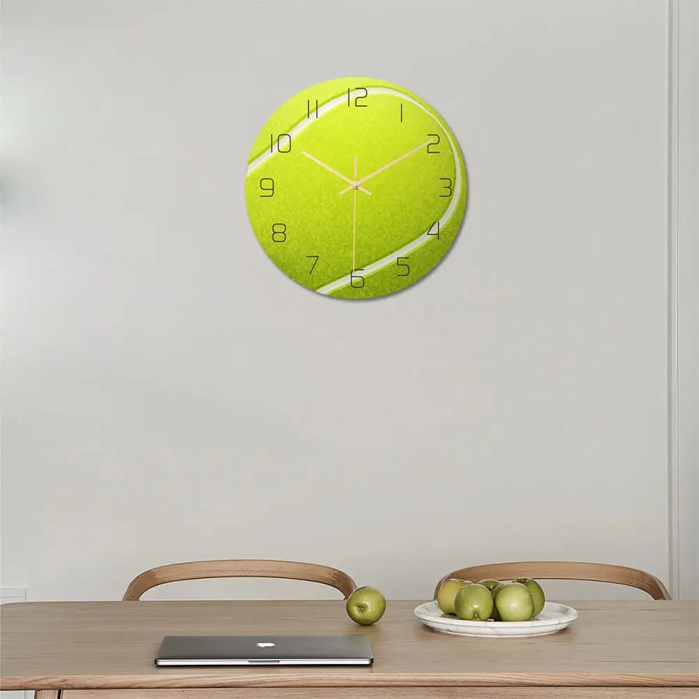 Orologio da Parete a Forma di Palla da Tennis in Acrilico, Movimento Silenzioso, Decorativo per Camera da Letto, Soggiorno, Studio, Ufficio, Grande