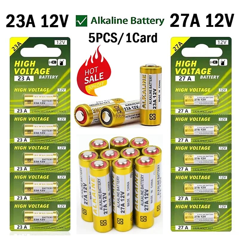 5PCS 23A 27A 12V Batteria alcalina a secco A27 Batterie 27AE 27MN A2 L828 K27A per telecomando Gamepad Torcia elettrica Campanello Giocattoli
