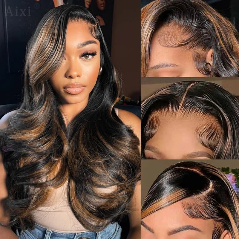 1B/27 Highlight Body Wave Lace Front Wigs Human Hair 32 Inch 13x6 Ombre Highlight Lace Frontal Wig Brazilian Hair Wigs