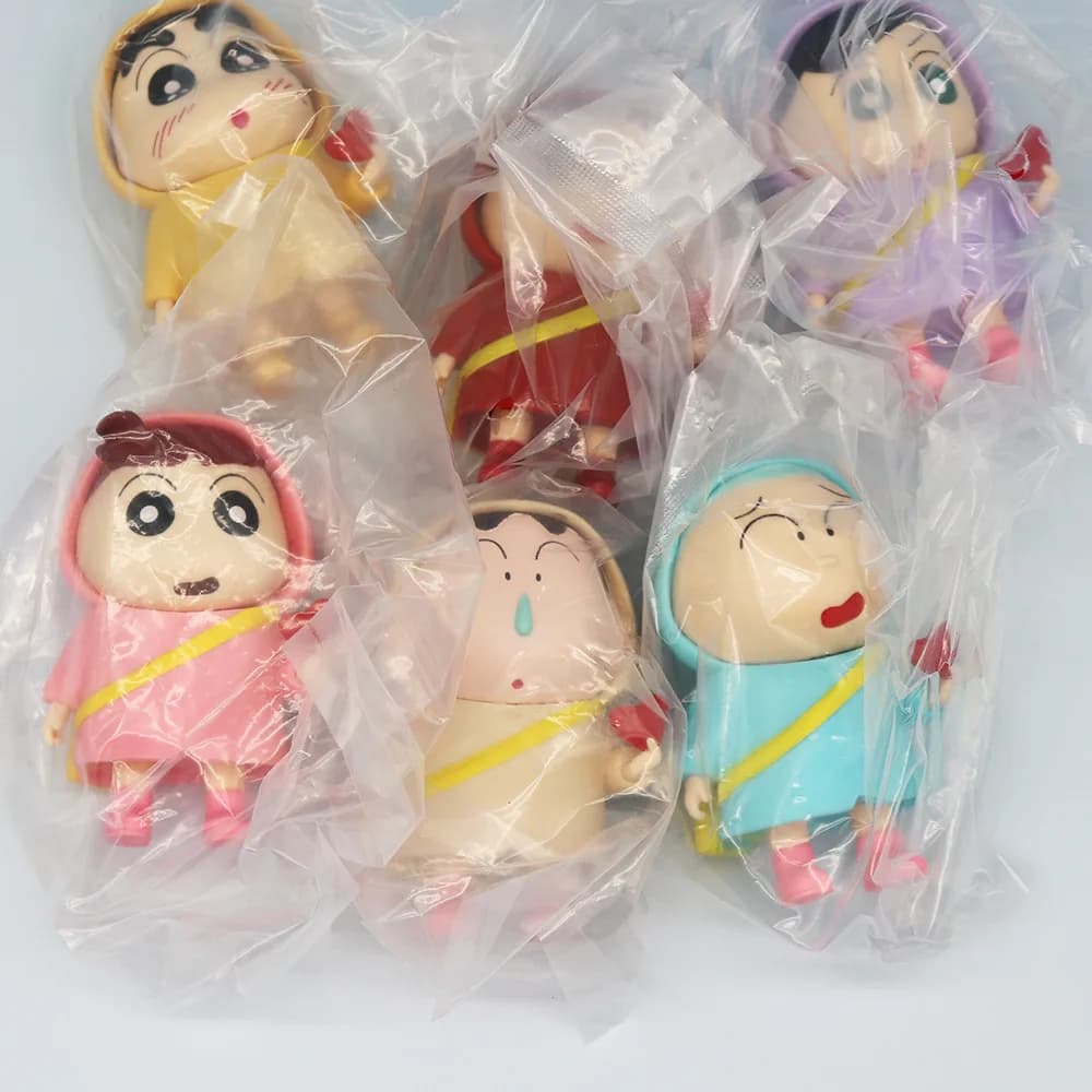 6 pz/set Anime Crayon Shin-chan Impermeabile versione Postura In Piedi Action Figure PVC Modello Giocattoli bambola Desk Decor Collezione Regali