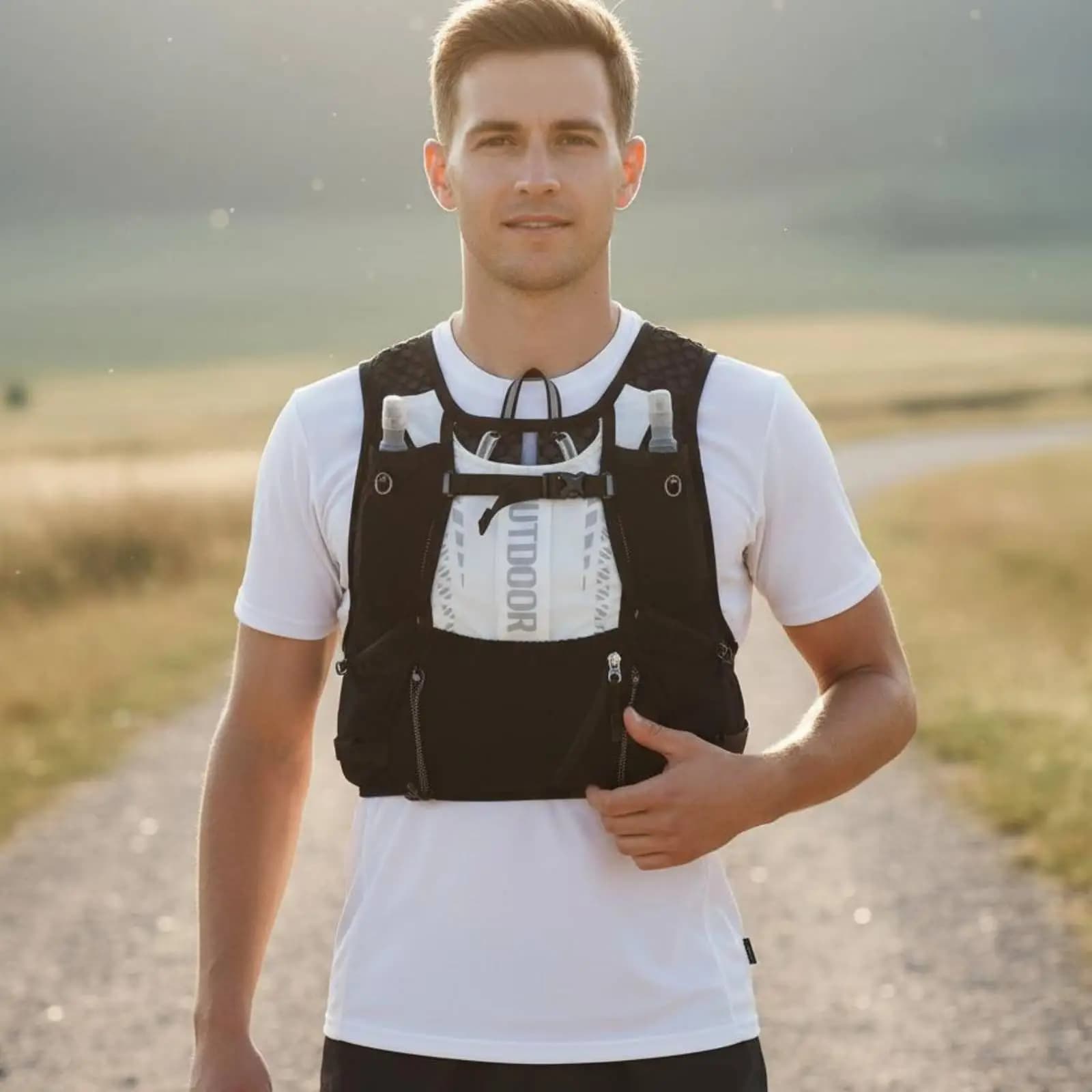 Outdoor Running Vest Hydration Backpack Water Bladder Pack with Reflective Strips for Biking Marathon Training