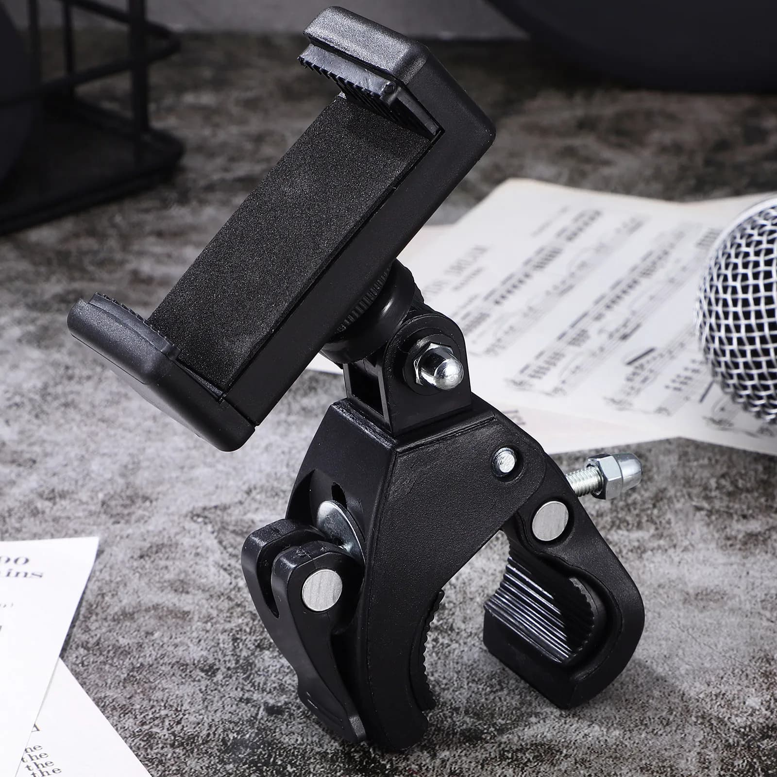 1Set Adjustable Mic Clamp Phone Holder Stand Rotating Clip for Mic Stand Phone and Tablet Compatibility Guitar Head Clip