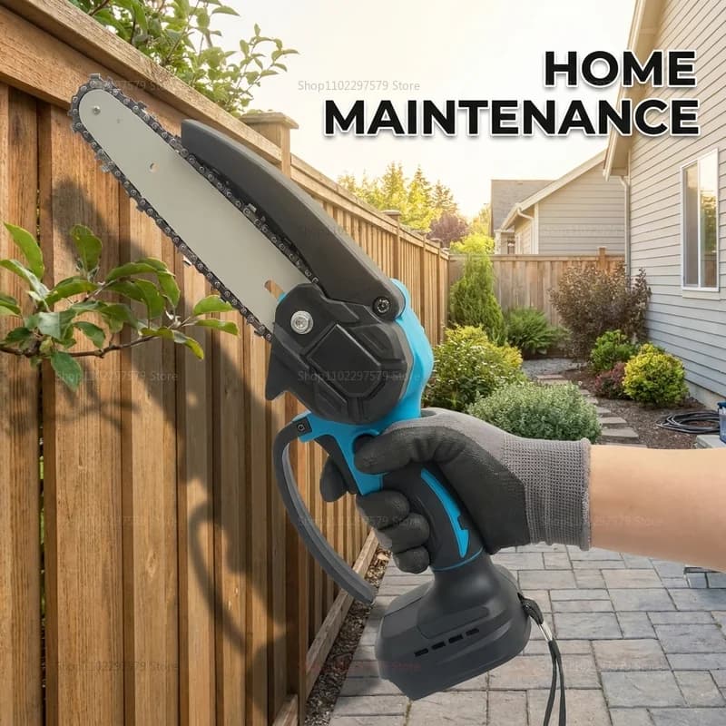6-Inch Cordless Mini Chainsaw Handheld Electric Tree Pruner Pruning Saw Battery Powered Gardening Tool for Wood Cutting Yardwork